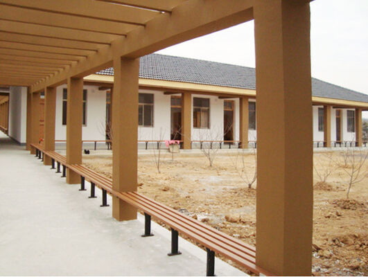 حديقة خارجية خارج فناء الحديقة العامة WPC شرائح خشبية مقعد جلوس بدون ظهر