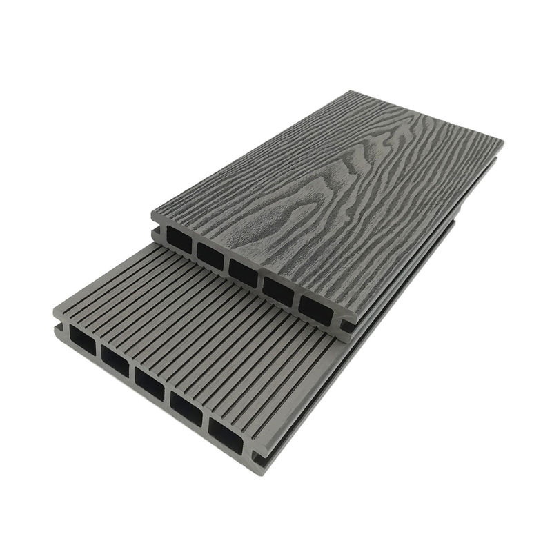 Fireproof WPC Anthracite Composite Decking 3D Embossed Teakwood Redwood Color